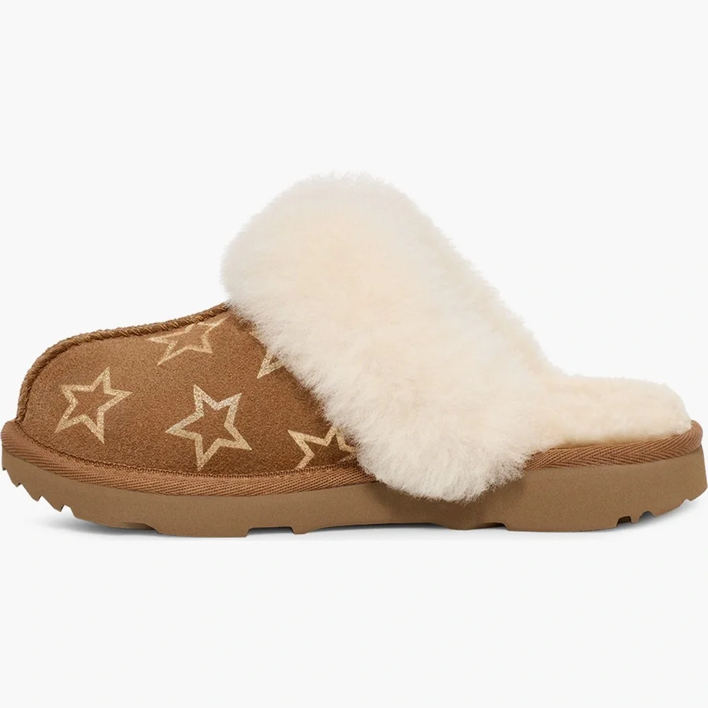 UGG® Kids' Cozy II Iridescent Stars Genuine Shearling Slipper